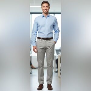 Perry Ellis Cottons light gray new pants. Button & zipper closure,pockets, 38x30